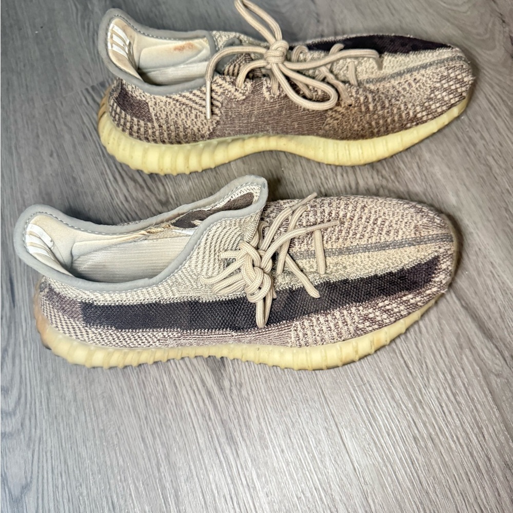 Yeezy Tan and Brown Sneakers with Signature Ribbed Midsole